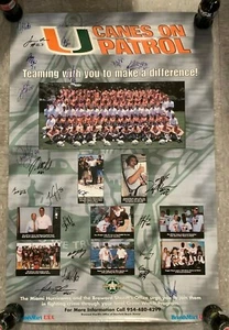 1990S *CANES ON PATROL* 24X36" MIAMI HURRICANES POSTER HAND SIGNED X 22 PB18 - Picture 1 of 7