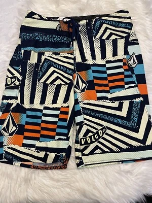 Volcom Boardies V25 Stretch Board Shorts Unlined Blue orange sz 29 resortwear - Image 1 of 4