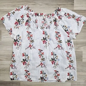 DYLAN Womens White Floral Embroidered Cotton Blouse XL - Picture 1 of 7