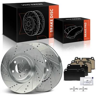 6x Front Drilled Brake Rotor & Ceramic Brake Pad for Audi Q5 2014-2017 2.0L 3.0L - Image 1 of 4