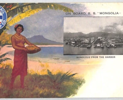 USA HAWAII Honolulu Postcard Maritime PACIFIC MAIL STEAMSHIP Co SS MONGOLIA PF44 - Image 1 of 4