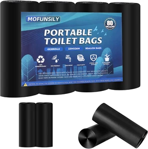 80 Compostable Camping Toilet Bags - 8 Gallon, Thickened, Biodegradable, for 5 G - Picture 1 of 6