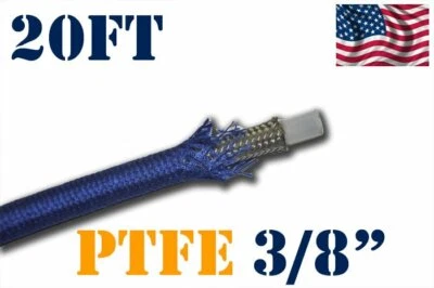 3/8" 10MM NYLON STAINLESS STEEL PTFE  ETHANOL E85 FUEL HOSE BLUE 20FT - Image 1 of 2