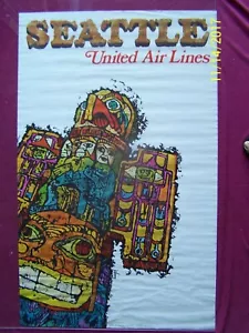 Póster de viaje original 1968 Seattle" United Airlines arte jebario 25"x40" - Imagen 1 de 5
