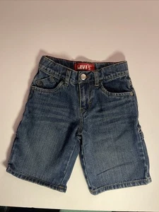 Levi’s Carpenter Shorts Size 5 Boys Denim Jean Medium Wash Adjustable Waist Snap - Picture 1 of 15