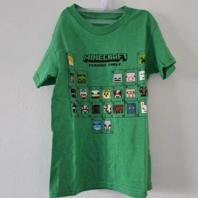 Camisa Minecraft Niños Tabla Periódica Camiseta Verde Talla XS Foto 1 de 4