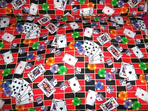 Tarjetas de juego fichas de póquer tela de costura artesanal de algodón por yarda NUEVO - Imagen 1 de 1