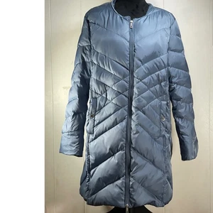 Kenneth Cole Reaction Puffer Coat XXL Blue Chevron Quilted Lightweight - Picture 1 of 9