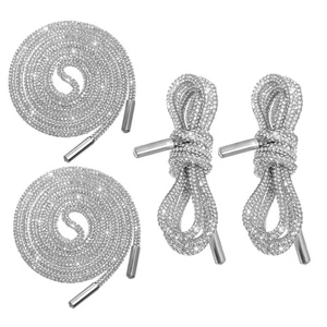 4 Pezzi Bling Strass Corde per Scarpe: Glitter Shoestrings Sneakers Ricambio - Foto 1 di 12