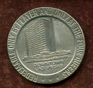 1, 1,00 $ Slot Medaille.  Four Queens, Downtown Las Vegas, NV. - Bild 1 von 2