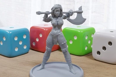 KTL STUDIO Barbarian Guard Female Sexy Pin-Up - 3D Printed Minifigures for Fantasy Miniatur