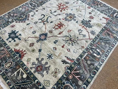 Завязанный вручную бежевый шерстяной племенной восточный ковер ковер 8 футов 3 дюйма x 10 футов 2 дюйма - Изображение 1 из 4