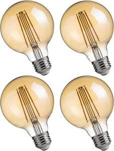 G25 LED Edison Bulbs, 2200K Warm White, Dimmable, Amber Glass, 4W, E26 Base, 4Pk - Picture 1 of 4