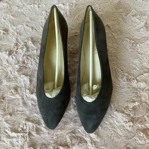 Bandolino Damen grau Wildleder Pfennigabsatz Größe 9M kokett Retro Italien - Bild 1 von 11