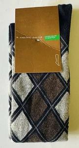 United Colors Bennetton Calf Length Socks Blk Grey Brown Size M 6.5-9 W 8.5-10.5 - Picture 1 of 4