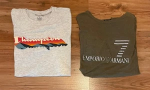 Set 2x T-Shirt Champion Logo Grau Neu + Emporio Armani EA7 gebraucht Gr S Herren - Bild 1 von 4