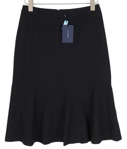 GANT Flannel Flare Women Skirt EU38 Dark Blue Wool Blend Lined Zip Knee-Length - Picture 1 of 11
