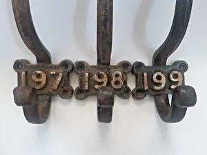 3 Vintage Cast Iron School Coat Hooks - Picture 1 of 8
