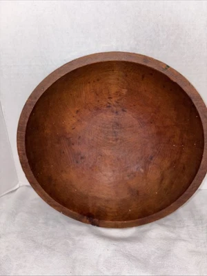 Tigela de madeira vintage feita à mão 11 1/2x 10 1/2 cor bonita  - Imagem 1 de 4
