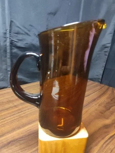 VGT Amber Blown-Glass Sea Glasbruk Swedish Co ~ Cocktail Pitcher/ Water Jug ~ 9" - Picture 1 of 20