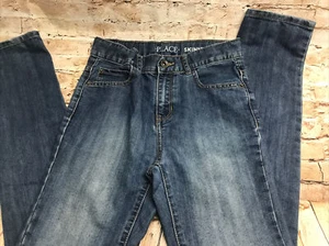 Children's Place Girls Size 12 Denim Jeans Skinny Adjustable Waist - Picture 1 of 11