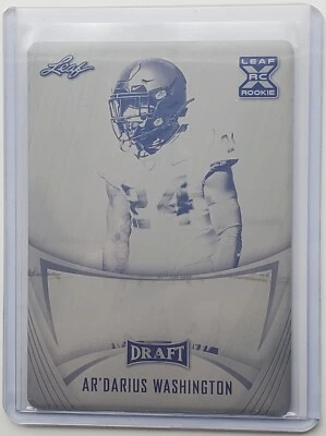 2021 Leaf Draft Football Black Plate Ar'Darius Washington Rookie Card 1/1 🔥 - Image 1 of 2