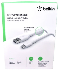 Belkin Boost Charge Braided USB-C to USB-C Cable - 6.6ft - White - Picture 1 of 3