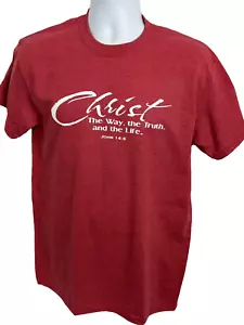 T-Shirt Christian Inspirational Bibelvers Johannes 14:6 Farben Heiderot Größe M - Bild 1 von 1