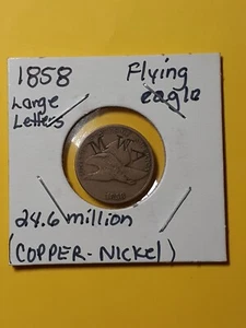 1858 FLYING EAGLE (LARGE LETTERS) M.W.A STAMPED ON COIN - Picture 1 of 4