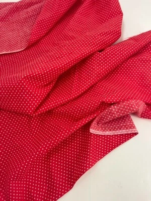 Vintage 80s Red White Mini Pin Polka Dot Sewing Fabric 19x22 Inches - Image 1 of 3
