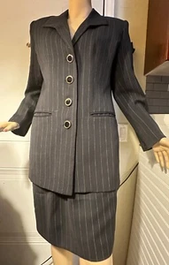 Lord and Taylor dark blie pin striped women's dress suit - Picture 1 of 14