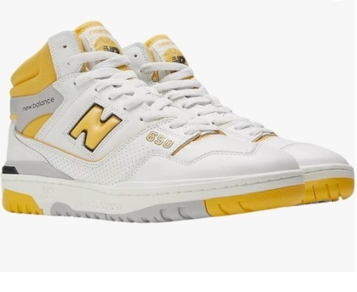 SNEAKER HIGH TOP COURT ORIGINALE NEW BALANCE 650R UOMO TAGLIA 14 D BIANCO GIALLO