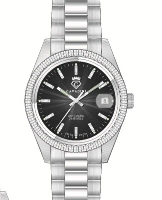 Cavadini Automatik Herrenuhr Kal. Felsa swiss made CV-334 Leonardo Stahl-schwarz - Bild 1 von 4