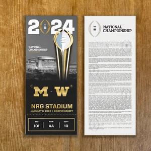 Michigan vs Washington 2024 CFP National Champs Replica Ticket Customizable Seat - Bild 1 von 3