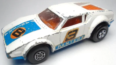1975 MATCHBOX LESNEY SUPERFAST #8 DE TOMASO PANTERA CARRO DE CORRIDA FUNDIDO BRANCO 3" - Imagem 1 de 4