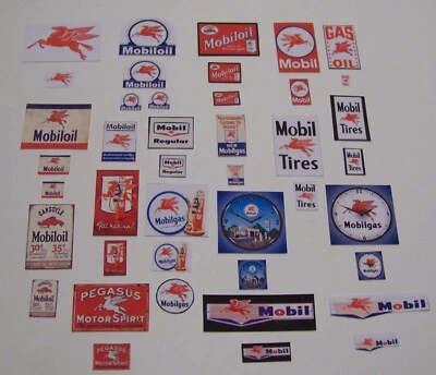 1/24 Scale or Smaller Vintage Mobil Service Station Signs - Image 1 of 4