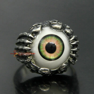 Anillo de motociclista punk retro para hombre garra esqueleto calavera mano mal de ojo acero inoxidable Foto 1 de 4