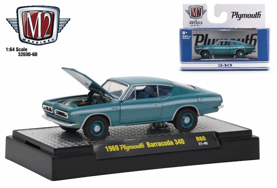 1:64 M2 Machines *DETROIT MUSCLE 60* Teal 1969 Plymouth Barracuda 340 NIP - Image 1 of 1