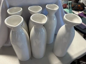 Weißer Porzellan Sake Bier Abfüller 8 Unzen 4 Stück Kamee Fine China. - Bild 1 von 4