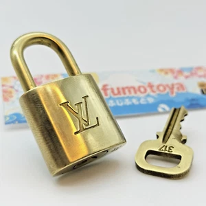 LOUIS VUITTON PadLock Lock & Key Brass Gold Authentic Number random used - Picture 1 of 9