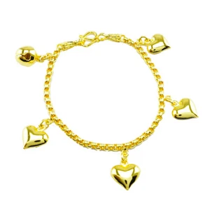 2 VERGOLDET ARMBAND VIER HERZEN DESIGN 6,5 ZOLL 24K GELBGOLD GUTER EXPORT - Bild 1 von 3