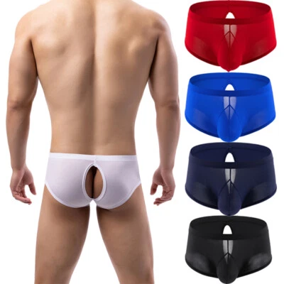 Sexy Mens Underwear U-Pouch Boxer Briefs Shorts Open Butt Mini Trunks Panties - Imagem 1 de 4