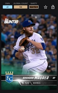 BRANDON MAURER Mint 5.5 Boost 132cc Topps Bunt Digital 2018 Kansas City Royals - Picture 1 of 1