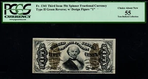 1864-69 50c SPINNER Third Issue Fractional Currency - PCGS CHOICE ABOUT NEW 55! - Picture 1 of 2