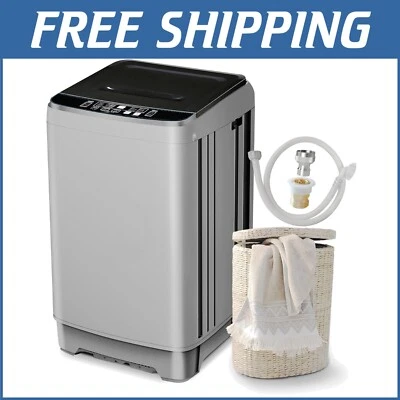 Quiet and Adjustable Portable Washing Machine - 2-in-1 Compact Design in Silver - Image 1 of 4