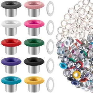60 Sets Metal Grommets Kit 3mm Round Eyelets with Washers Colorful Fasteners ... - Picture 1 of 6