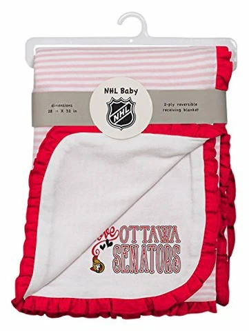 Outerstuff NHL Ottawa Senators Layette Newborn Love Blanket, One Size, White Cover