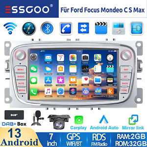 DAB+ Autoradio Android 13 Carplay GPS Navi RDS Für Ford Focus MK2 Mondeo C S Max