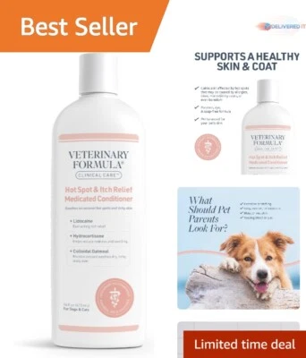 Acondicionador medicado avena 16 oz alivio de picazón de punto caliente para perros gatos Foto 1 de 4
