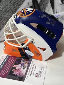 Mike Bossy Hockey HOF 91 firmato Islanders Riddell Mini maschera da hockey JSA/Coa - Foto 1 di 4